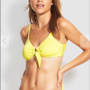Seafolly Australia Active Ring Front Bralette Swim Bikini Top Limelight Yellow 6